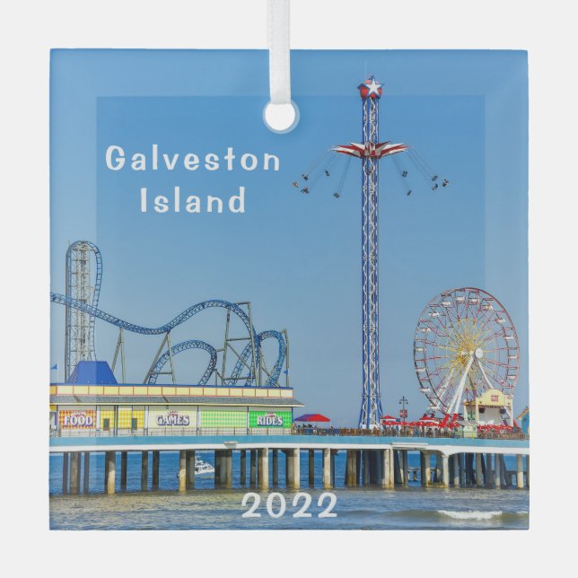 Adorno De Cristal Galveston, Texas, Pleasure Pier, (Anverso)