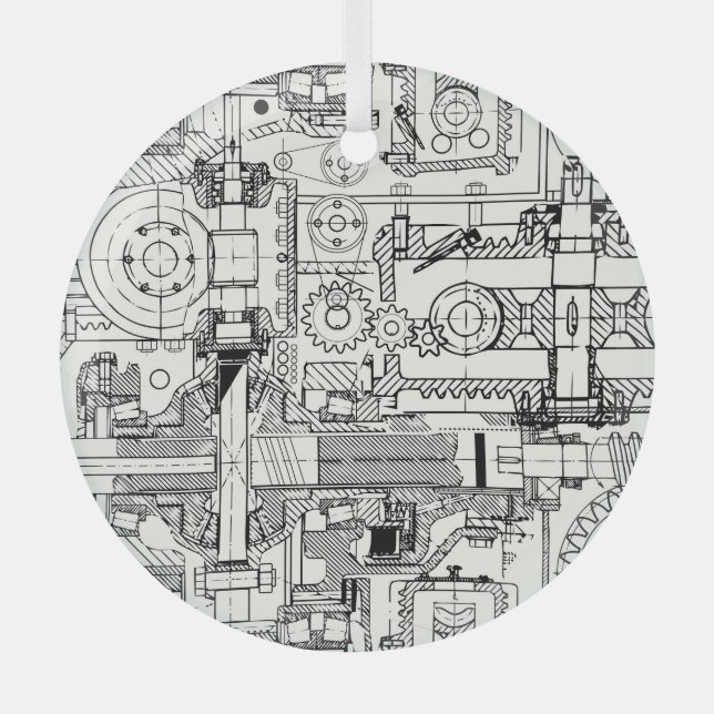 Adorno De Cristal Gases De Gálibo: Máquinas Técnicas Sin Marea. (Anverso)
