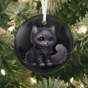 Adorno De Cristal Gatito Suave Goth