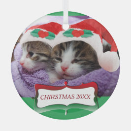 Adorno De Cristal Gatitos en Navidades de Santa Hats 20XX
