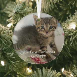 Adorno De Cristal Gato de fotos de gatitos personalizados primera Na