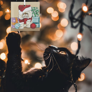 Adorno De Cristal Gato de Navidades persas