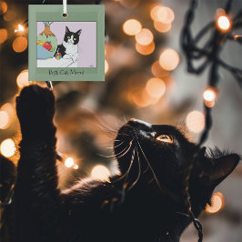 Adorno De Cristal Gato de Tuxedo del Día de la Madre