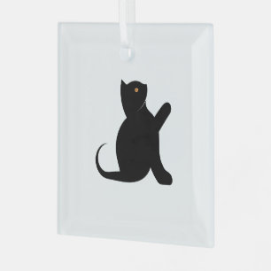 Adorno De Cristal Gato diciendo hola