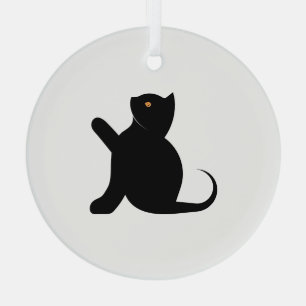 Adorno De Cristal Gato diciendo hola