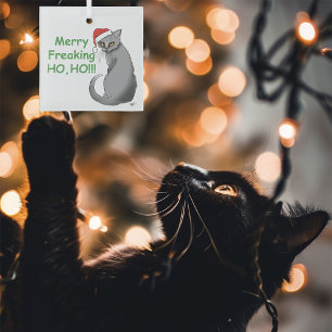 Adorno De Cristal Gato gris de Navidades divertidos