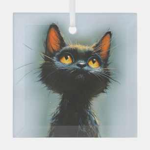 Adorno De Cristal Gato negro encantado