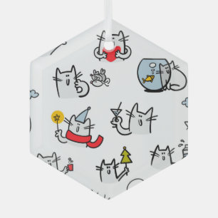 Adorno De Cristal Gatos divertidos, leche y magia.