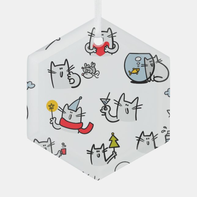 Adorno De Cristal Gatos divertidos, leche y magia. (Anverso)