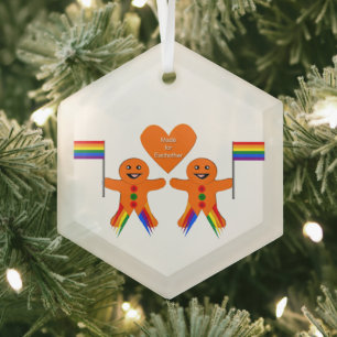 Adorno De Cristal Gay Men Navidades Gingerbread Pareja