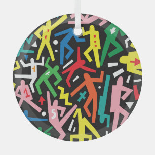 Adorno De Cristal Gente bailando, patrón de doodle set.