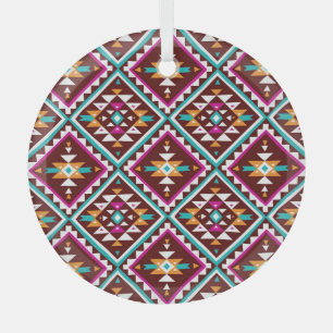 Adorno De Cristal Geometría Tribal Colorida: Belleza Étnica Vintage.