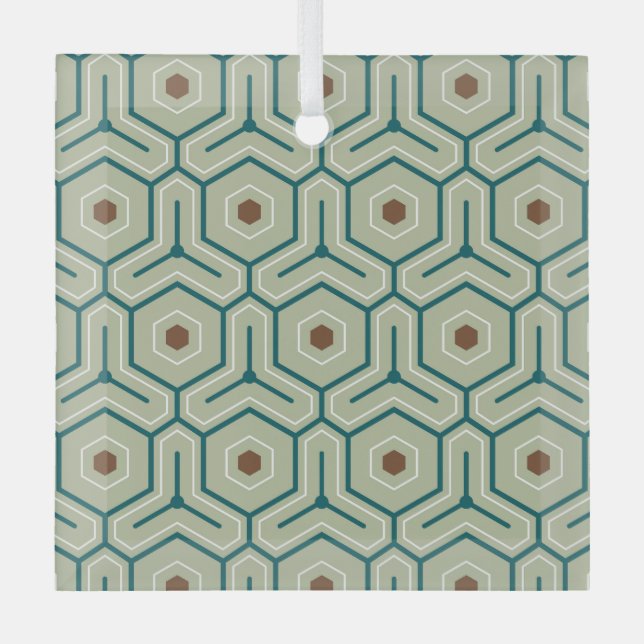 Adorno De Cristal Geometric pattern with interlocking hexagons (Anverso)