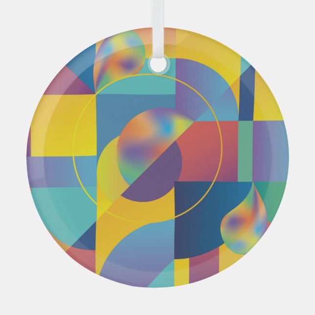 Adorno De Cristal Geométrica Creativa: Cubierta de cosecha abstracta (Anverso)