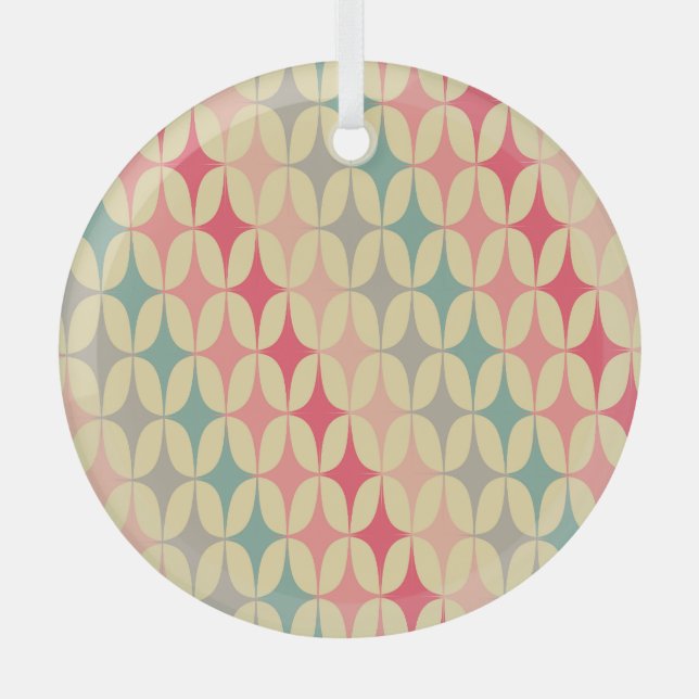 Adorno De Cristal Geométrico Retro: Patrón de cosecha diagonal. (Anverso)