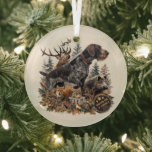Adorno De Cristal German Wirehaired Pointer<br><div class="desc">German Wirehaired Pointer Hunting Dog Legend design for true hunters and gun dog lovers.
This vintage-style hunting artwork features a powerful German Wirehaired Pointer in a classic pointing pose surrounded by wildlife and forest elements.</div>