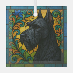Adorno De Cristal Giant Schnauzer "Vidrio Manchado"