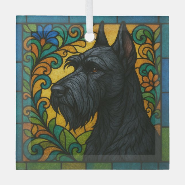Adorno De Cristal Giant Schnauzer "Vidrio Manchado" (Anverso)