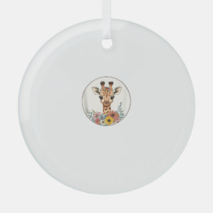 Adorno De Cristal Girafa Adorable Con Flores