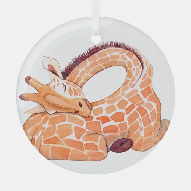 Adorno De Cristal Girafa durmiente: Agua suave (Anverso)