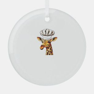Adorno De Cristal Giraffe del chef - Giraffe dulce en el Gorra del c
