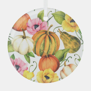 Adorno De Cristal Girasoles de calabazas: diseño de patrones de acua
