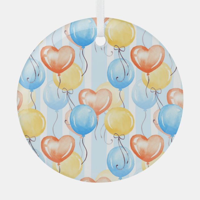 Adorno De Cristal Globos coloridos: acuarela sin costuras. (Anverso)