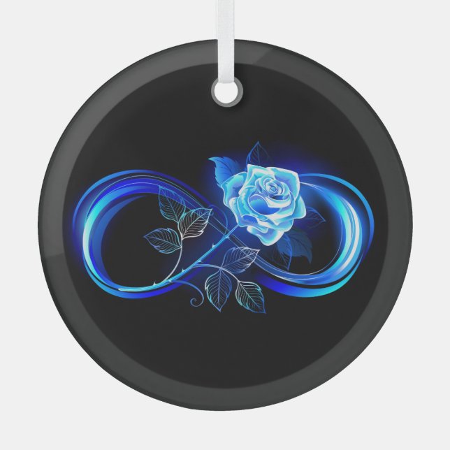 Adorno De Cristal Glowing infinity with blue rose (Anverso)