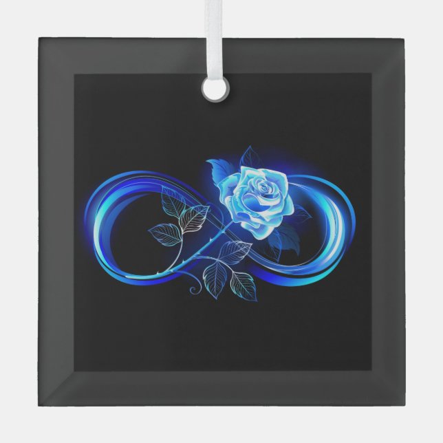 Adorno De Cristal Glowing infinity with blue rose (Anverso)