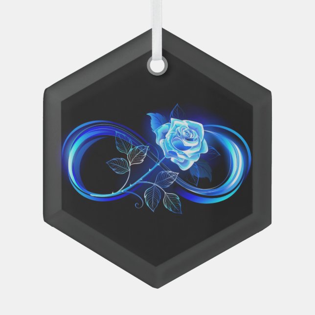 Adorno De Cristal Glowing infinity with blue rose (Anverso)