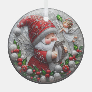 Adorno De Cristal Gnome de Navidades cortos y un ángel en vidrio de