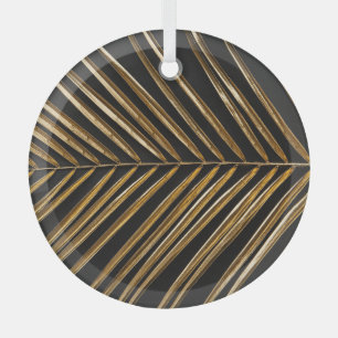 Adorno De Cristal Golden Date Palm Leaf: Minimalista negro
