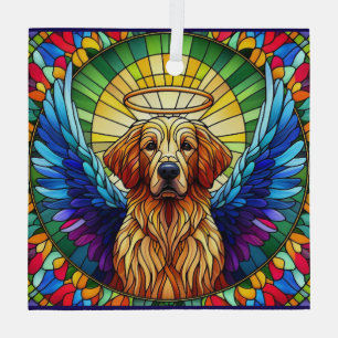 Adorno De Cristal Golden Retriever Angel Glass Suncatcher