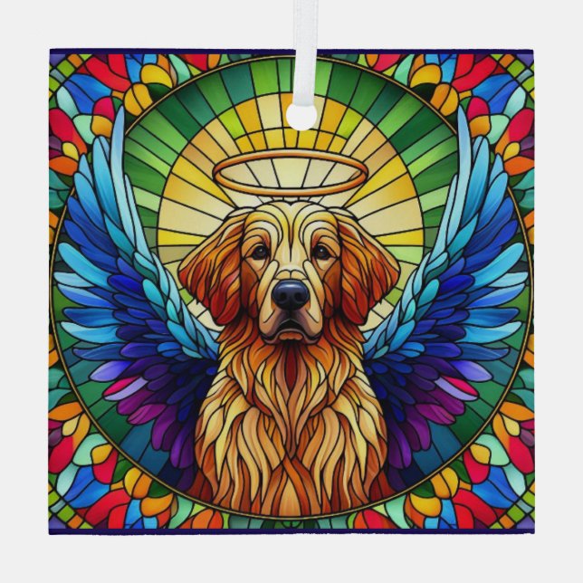 Adorno De Cristal Golden Retriever Angel Glass Suncatcher (Reverso )