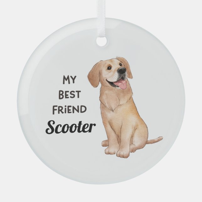 Adorno De Cristal Golden Retriever My Best Friend Custom Name (Anverso)