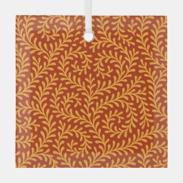 Adorno De Cristal Golden Yellow Leafy Vine Pattern 