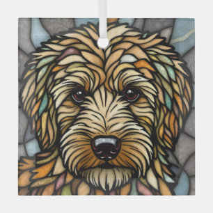 Adorno De Cristal Goldendoodle "Vidrio Manchado"