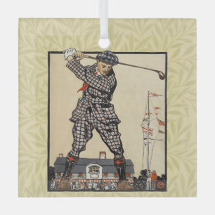 Adorno De Cristal Golf Golfista Vintage Antiguo Golf