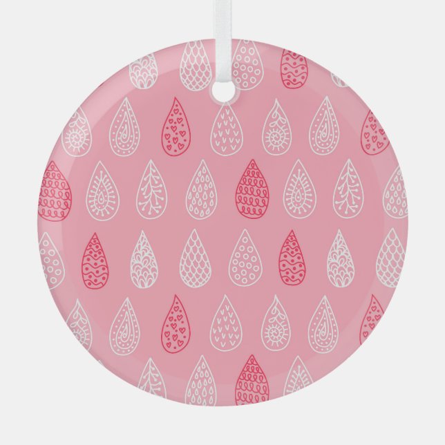 Adorno De Cristal Gotas de agua Doodle: patrón vintage (Anverso)