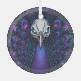 Adorno De Cristal Gothic Peacock Skull