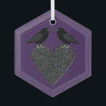 Adorno De Cristal Gothic Ravens and Black Heart<br><div class="desc">This ornament features a pair of gothic black Ravens perched on top of a black heart staring lovingly at each other. This design is perfect for weddings,  anniversaries and Valentine's Day. It is also great for showing that special goth in your life how much you love them.</div>