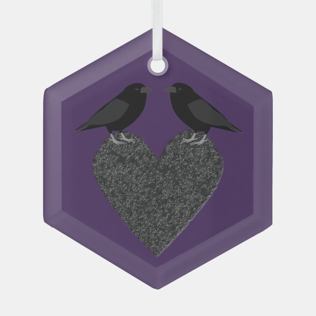 Adorno De Cristal Gothic Ravens and Black Heart (Anverso)