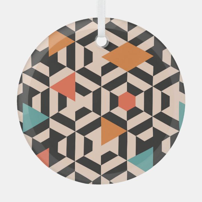 Adorno De Cristal Gouache digital simétrico de floral folclórica (Anverso)