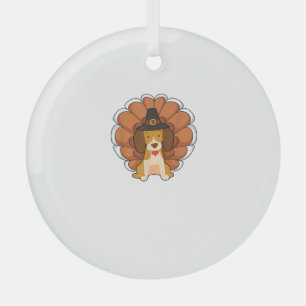 Adorno De Cristal Gracioso Beagle Turkey Divertido Día de Acción de