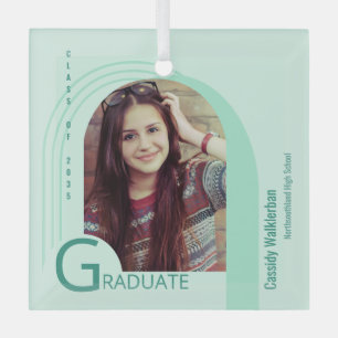 Adorno De Cristal Graduación de fotografía verde arco moderno