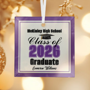 Adorno De Cristal Graduación de la Clase de 2026 de la Clase Morada