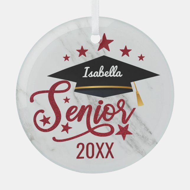 Adorno De Cristal Graduación de nombre personalizada elegante 2022 (Anverso)
