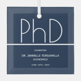 Adorno De Cristal Graduación de PhD Blue Keepsake