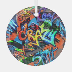 Adorno De Cristal Grafiti brillante, diseño gráfico urbano.