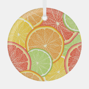 Adorno De Cristal Grapefruit y fondo abstracto naranja.